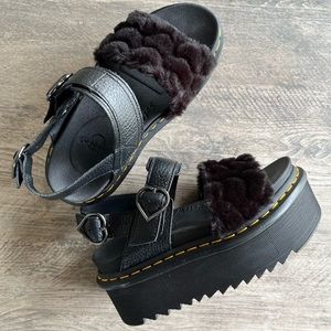 Dr. Martens Voss Quad Fluffy Faux Fur Platform Sandal